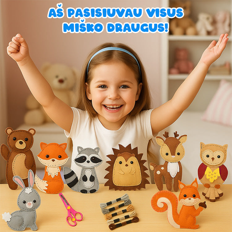 vaikiskas siuvimo rinkinys misko draugai